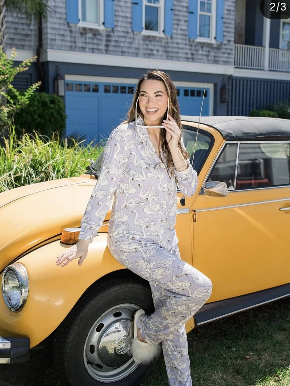 In My Sundays Lavender Swan Print Pajama Set Medium